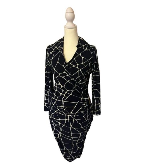 Jones New York Navy Giraffe Print Bodycon Dress Size 6 - Picture 2 of 7